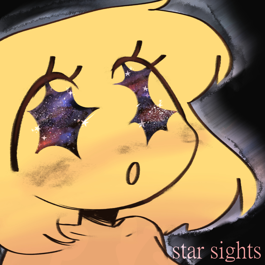 digital drawing of a humanoid looking to the stars