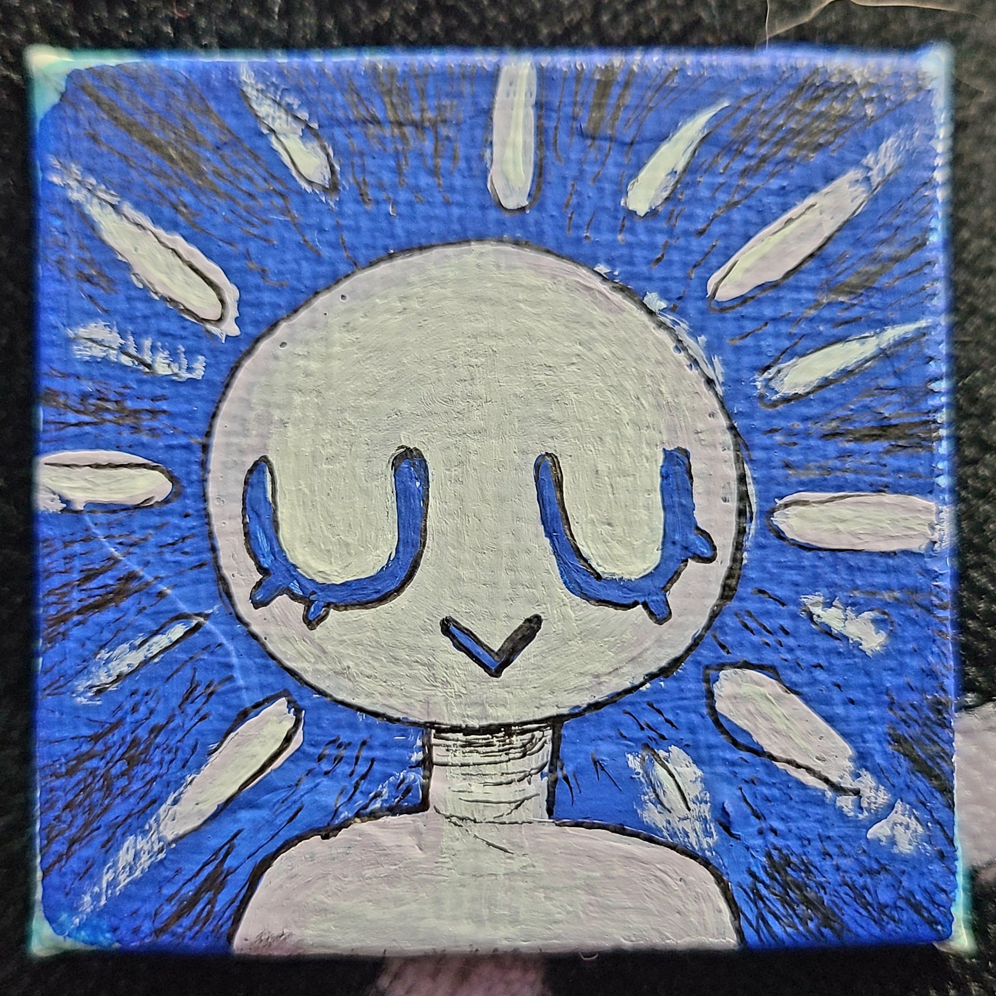 acrylic on canvas of a humanoid sun