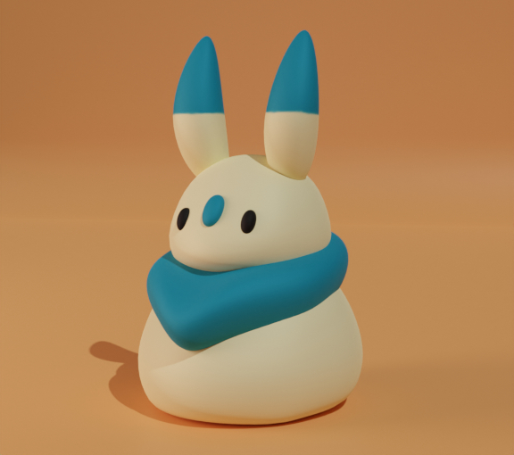 3d render of a chibi bunny who somewhat resembles a Peep marshmallow